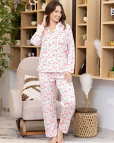 منامة حريمي ساتان مطبوعة بكم (2) - WELLA EGYPT