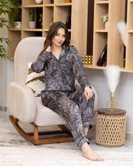 منامة حريمي ساتان مطبوعة بكم (6) - WELLA EGYPT